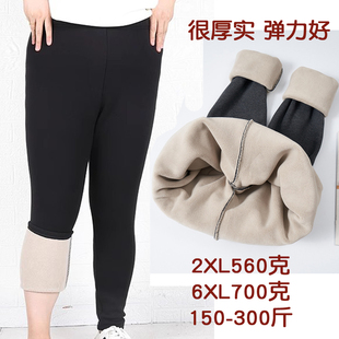 女装 保暖打底裤 200 胖mm加肥休闲加绒厚棉裤 高弹 300斤秋冬季 大码