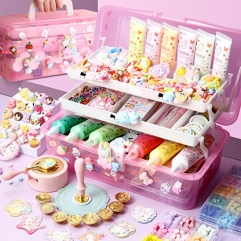 奶油胶咕卡套装咕卡贴纸咕卡套装女孩手工diy玩具材料奶油胶咕咔盘全套儿童女生古卡姑孤酷手账贴纸礼盒火漆