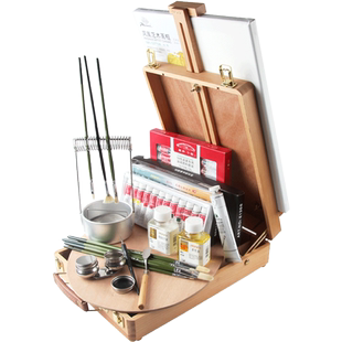 马利油画颜料工具套装初学者专用12色油彩染料24色手绘专业画具刮刀调色盘全套美术画材用具儿童画画材料用品