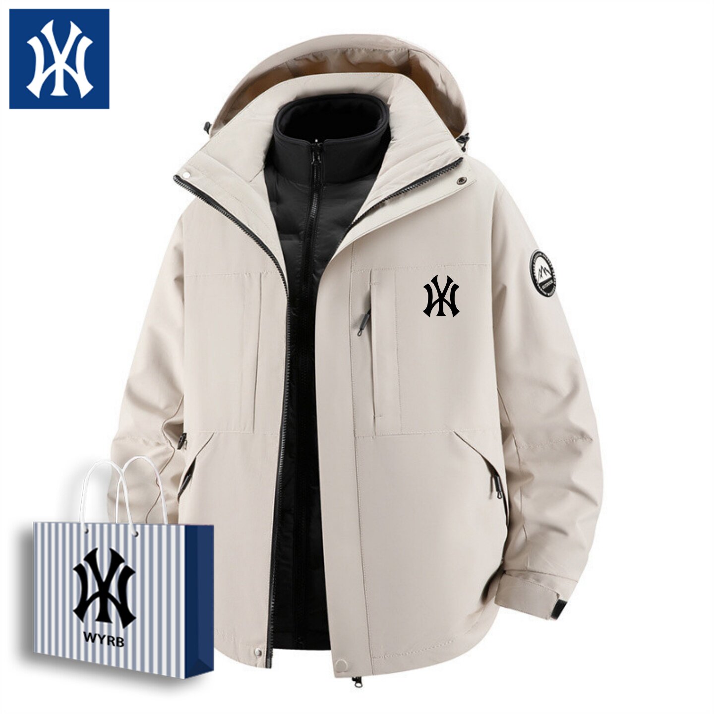 【三合一 羽绒内胆 可拆卸】冬季连帽男夹克外套羽绒服内胆冲锋衣