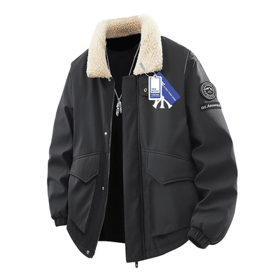 奥莱联名羽绒服男士2025冬季潮牌宽松白鸭绒保暖防风毛绒翻领外套