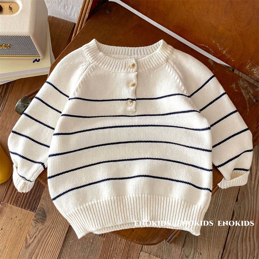 韩版日系春秋儿童棉线条纹毛衣