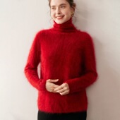 徕倩秋冬羊绒毛衣新款 拉绒堆堆领保暖套头毛衣直筒显瘦BM KT6177