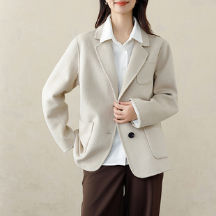 女装 CO6965 外套女全羊毛大衣女小个子2024秋冬新款 双面呢西装