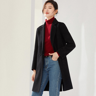领外套BM 西装 CO6985 中长款 精纺全羊毛双面呢大衣女2025新款