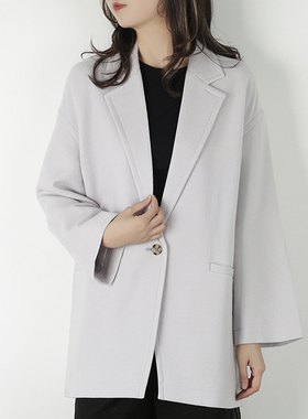 徕倩2025春季女通勤气质扩版简约显瘦茧型大衣羊毛外套 CO6761
