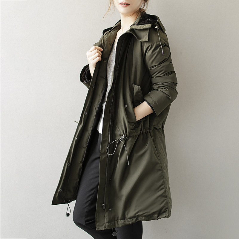 徕倩通勤涤纶中长款羽绒服