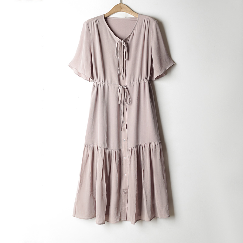 通勤中长裙桑蚕丝纯色