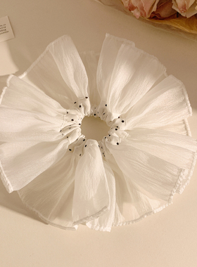 温柔法式~白色网纱大肠发圈女高级感气质复古发饰头绳扎头发超大