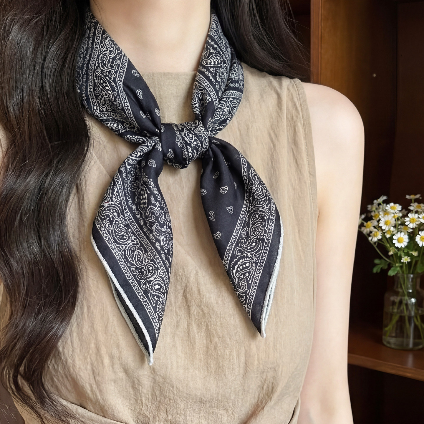 时髦复古腰果花丝巾方巾女文艺风高级感气质系脖围巾领巾配饰新款,服饰配件/皮带/帽子/围巾,围巾/丝巾/披肩,淘宝优惠券,粉丝福利购,淘宝优惠卷