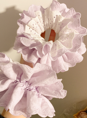 香芋紫~蕾丝双层大肠发圈女高级感气质头绳发饰扎头发丸子头超大