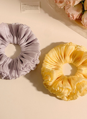 温柔奶黄色缎面大肠发圈女韩系甜美发绳扎头发头饰春季百搭简约