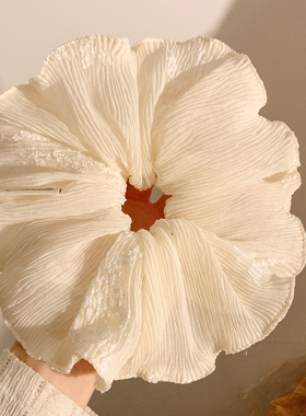 复古温柔米色刺绣大肠发圈女高级感小众头饰发绳扎头发新款春夏季