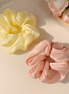 淡奶黄包~黄色缎面大肠发圈女慵懒风温柔头绳发饰扎头发韩系春季