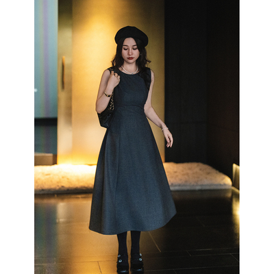 apipedream如一梦 精纺羊毛无袖立裁收腰小礼服连衣裙/晚宴圆舞