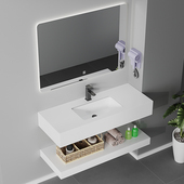 40宽简约浴室柜组合岩板陶瓷盆卫生间洗漱台洗手池洗脸池卫浴套装