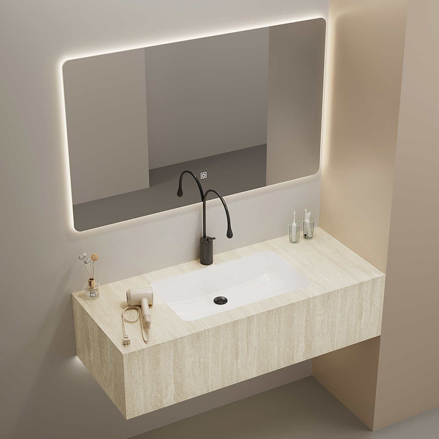 无缝盆岩板洗漱台卫生间洗脸盆