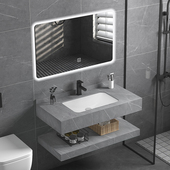 岩板洗手盆阿玛尼灰洗脸盆定制浴室柜卫生间水池简约洗漱台盆组合