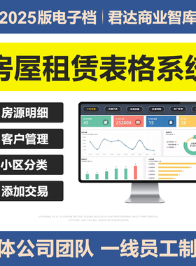 2025房屋出租房源管理excel表格二手房租金水电收据续签提醒登记