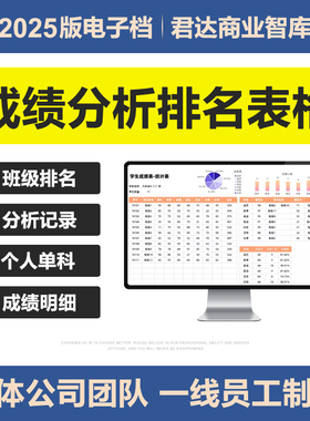 2025新学生成绩排名分析统计excel表格系统个人成绩自动计算登记
