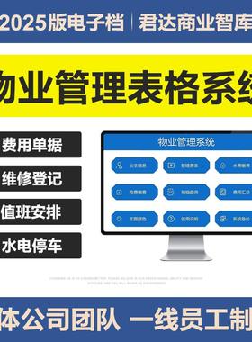 2025物业管理Excel表格财务水电收缴费登记统计数据业主停车维修