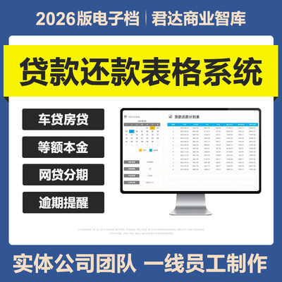 2026房车贷款分期还款excel表格系统信用卡借款偿还计划逾期提醒