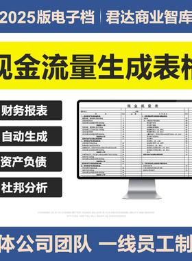 2025自动生成现金流量表Excel表格录入资产负债公式编制杜邦分析