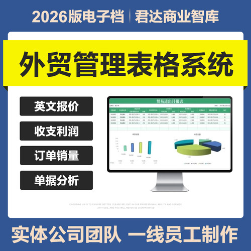 2026外贸管理Excel表格系统英文报价单财务收支出口货运报送关税