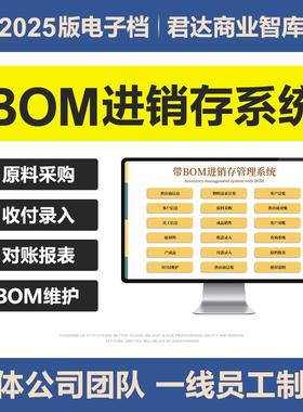2025年工业生产带BOM物料清单进销存出入库管理系统EXCEL表格模板