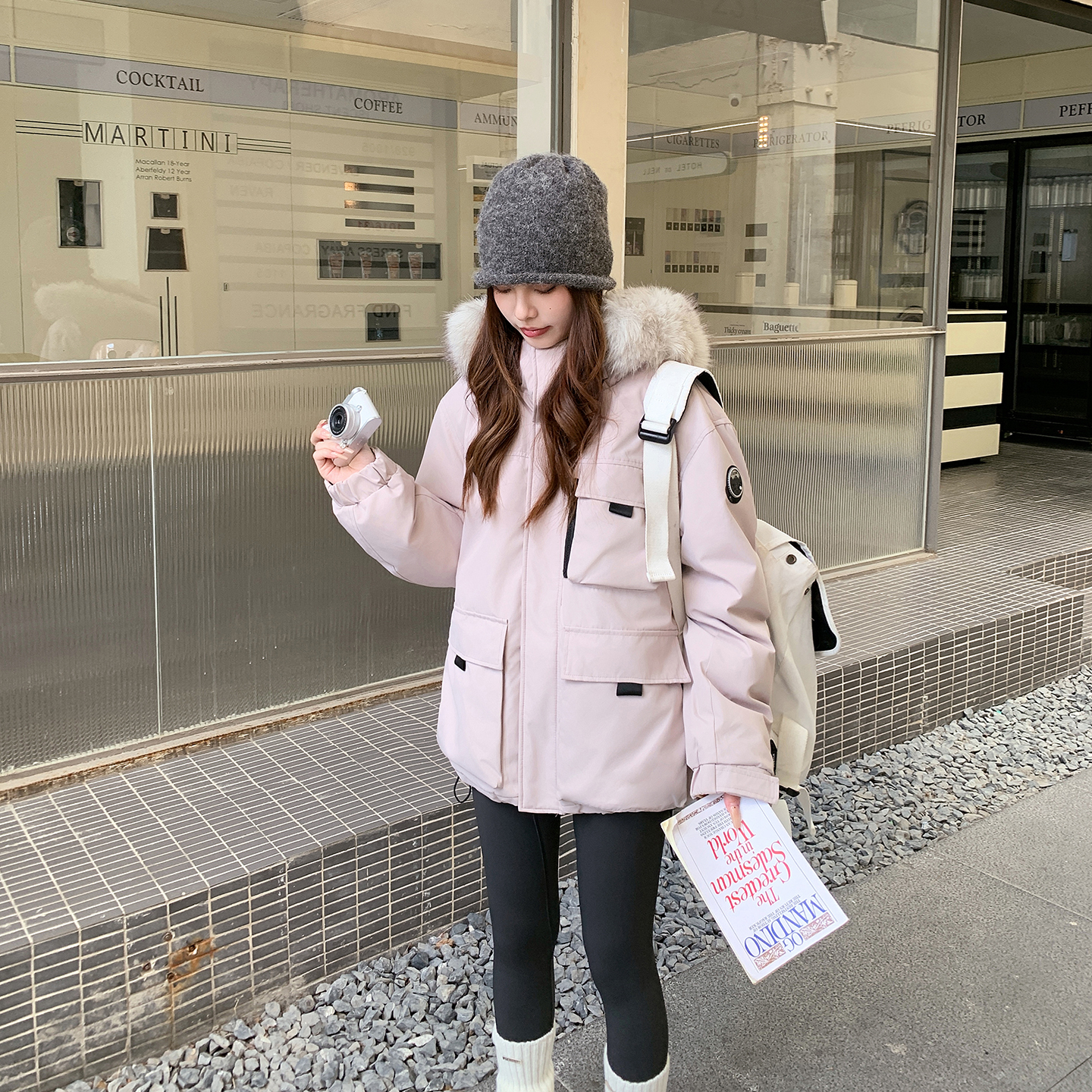 时尚百搭工装宽松棉服外套女情侣