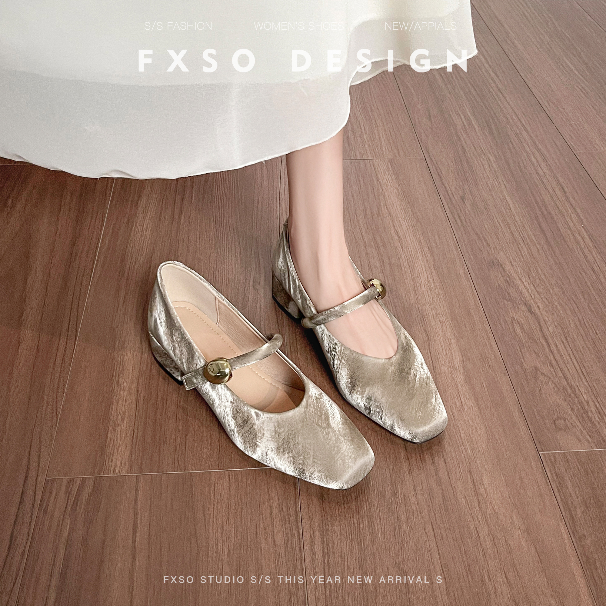 羊皮版玛丽珍鞋女低跟舒适