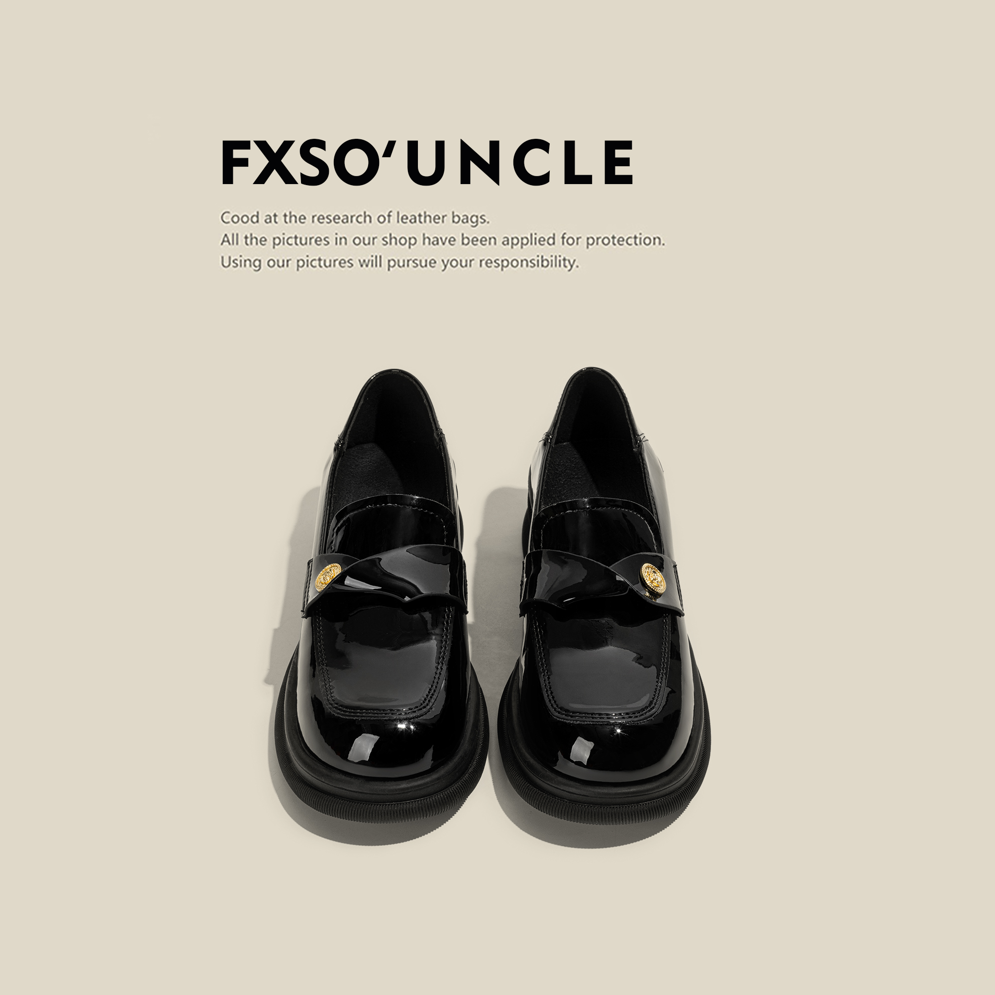 FXSO方巷厚底英伦金币扣乐福鞋女