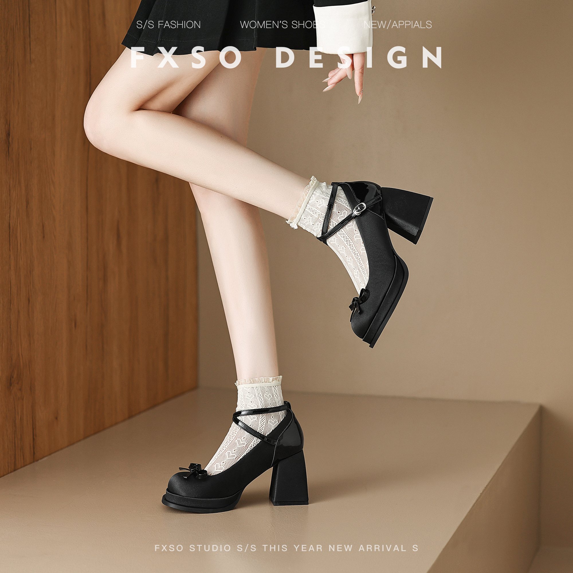 方巷大叔复古圆头蝴蝶结一字单鞋