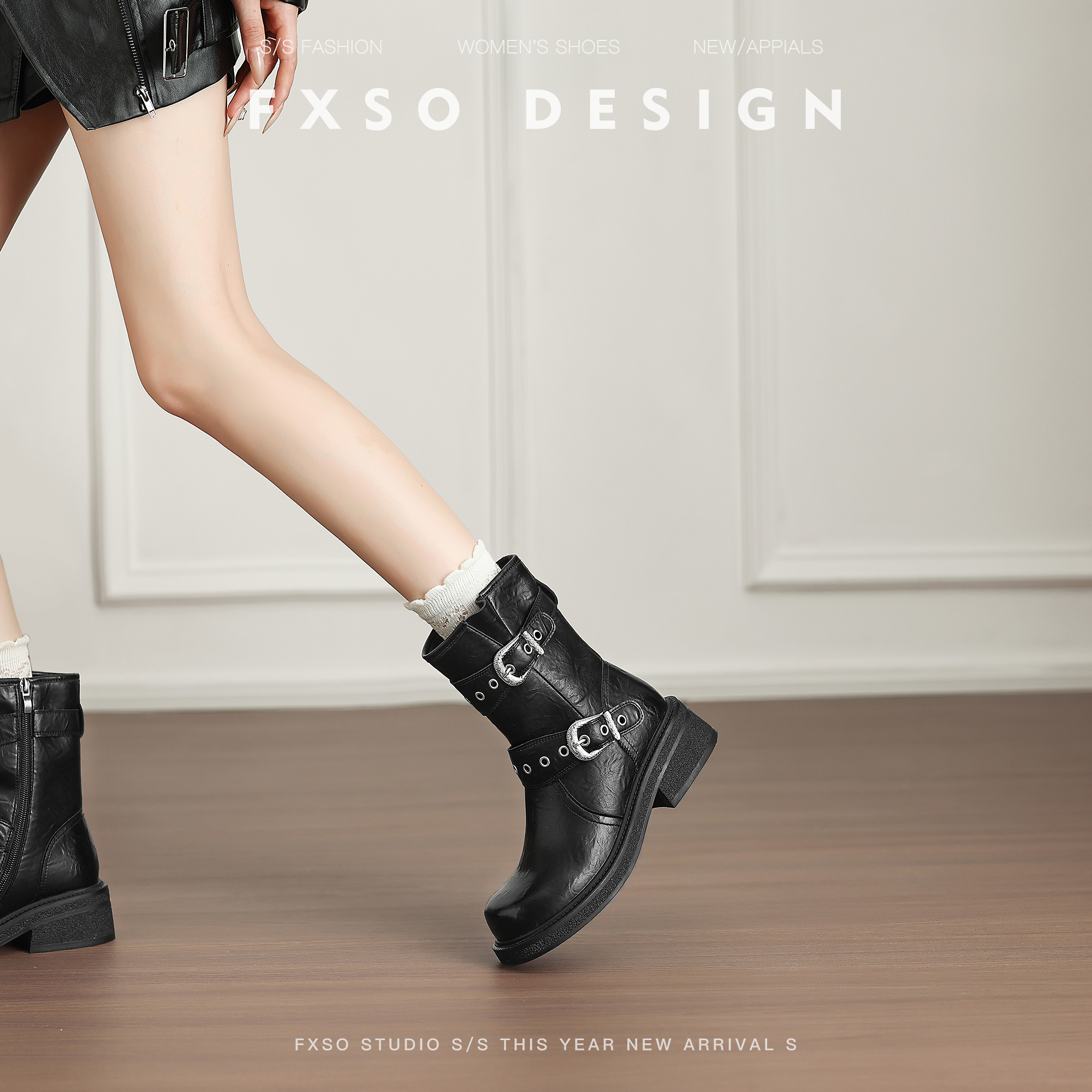 复古风！英伦风短靴马丁靴粗跟