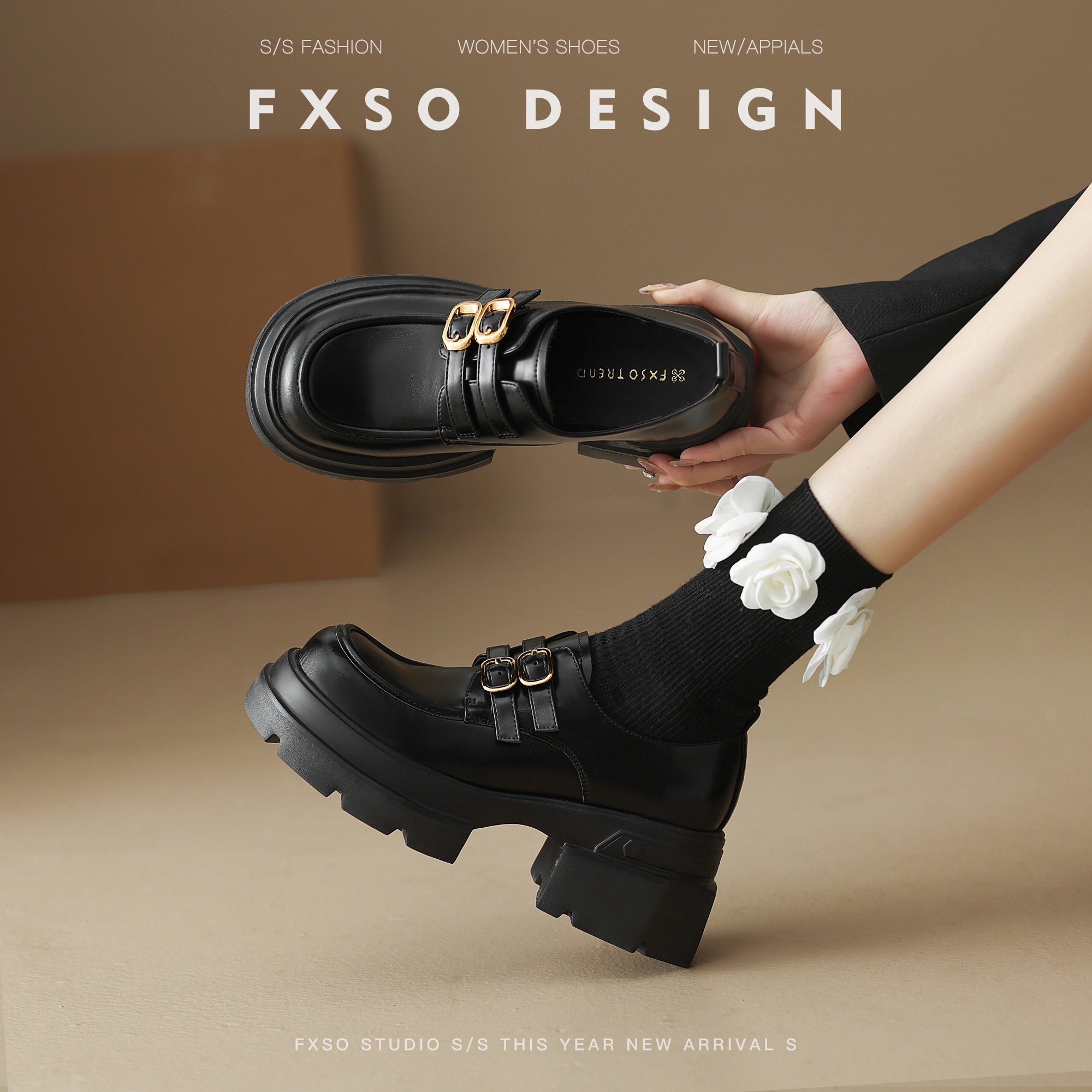 方巷大叔新款英伦风粗跟乐福鞋