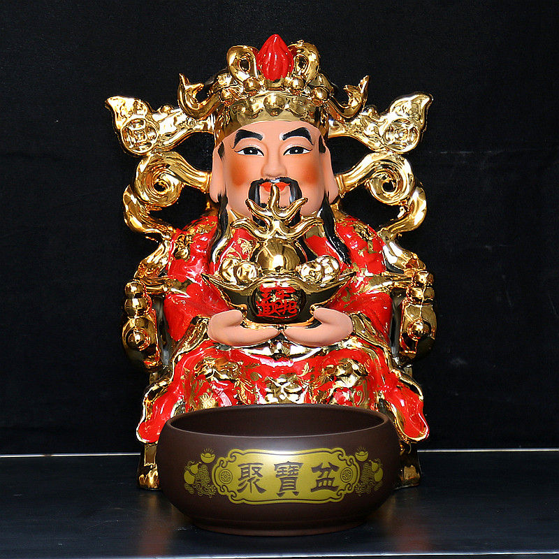 电镀陶瓷财神像文财神比干像招财聚财保平安家用商务开业送礼摆件