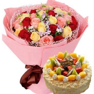 包头昆都仑区现代城小肥羊大厦恒大名都玫瑰花生日蛋糕鲜花店同城