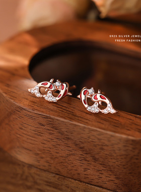 新年款s925纯银新中式锦鲤耳钉女国风ins气质小众感耳骨钉