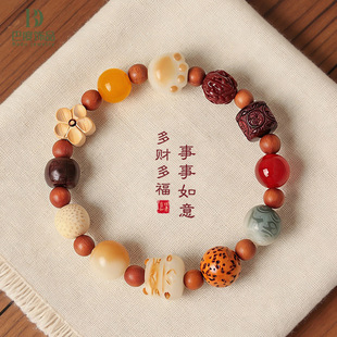 【多财多福】白玉菩提根手串多宝五福猫萌爪文玩男女招财猫手链