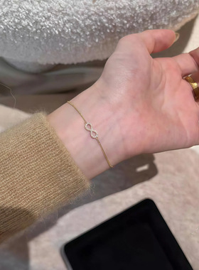 S925镀18K金满钻8字手链女