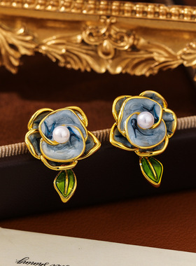 铜镀18k真金中古vintage925银针复古感耳环轻奢百搭耳钉耳饰