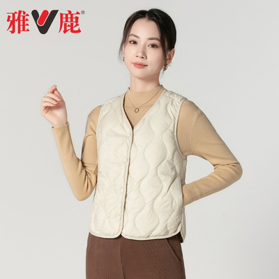 休闲短款圆领白鸭绒羽绒马甲女