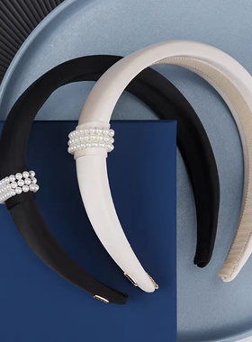 【原版】赵露思同款发箍白色洋气珍珠高颅顶发卡气质头箍高级发饰