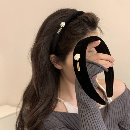 【原版】小香风复古简约花朵黑色出游发箍女百搭气质女式时尚头箍