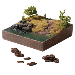 沙盘建筑模型制作diy手工微缩场景材料石头树皮岩石迷你石块兵人