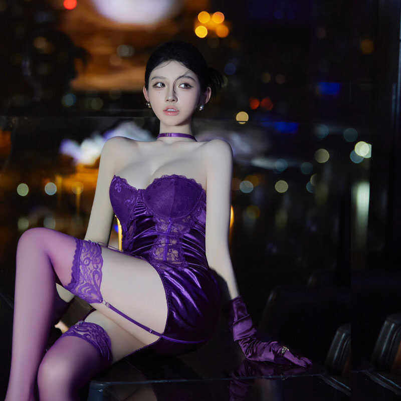 网红性感辣妹风露锁骨抹胸连衣裙