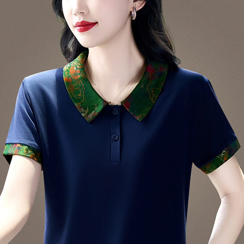夏季翻领短袖POLO衫女洋气减龄