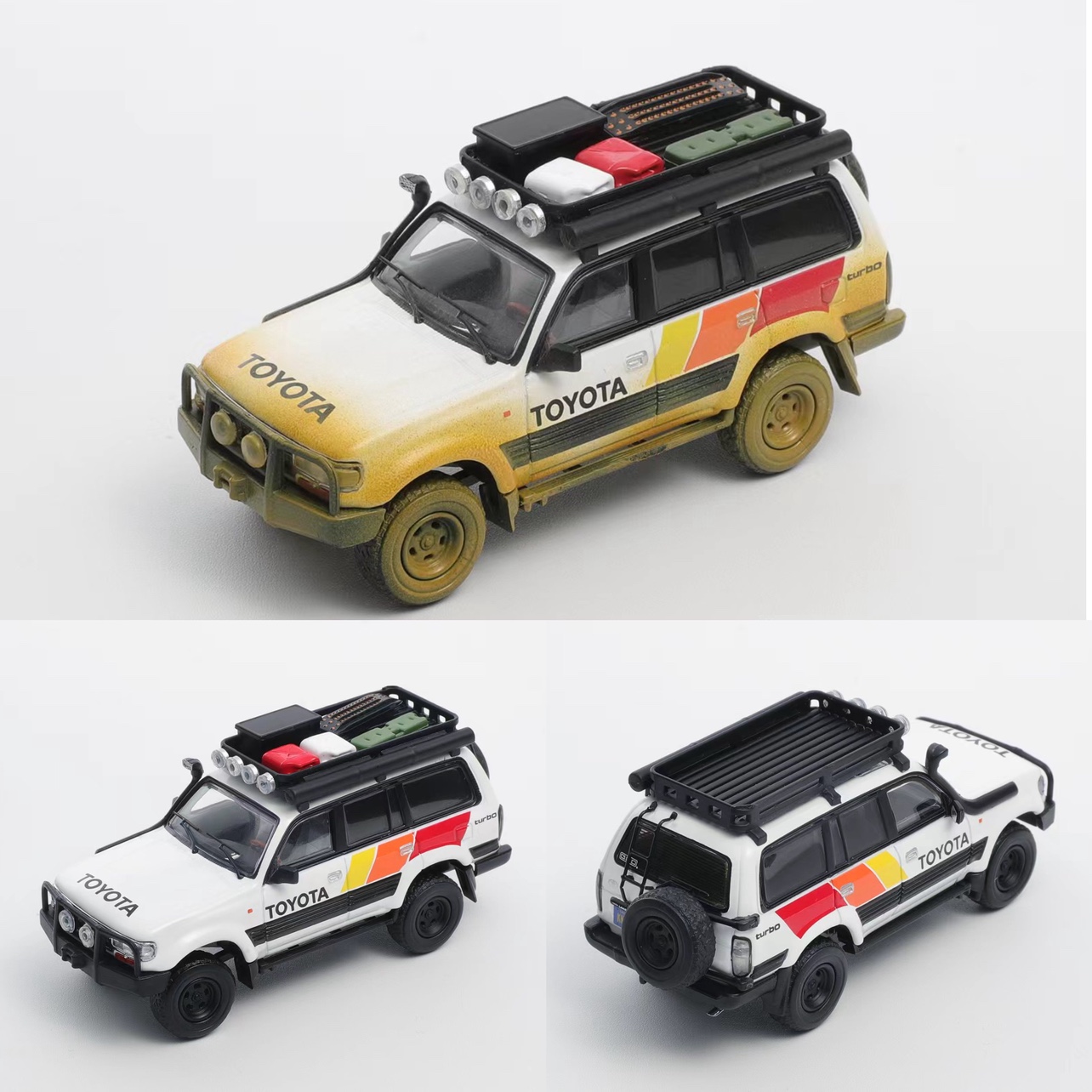 丰田陆巡LC80 TRD越野改装 SUV GCD 1:64 泥泞脏合金汽车模型收藏