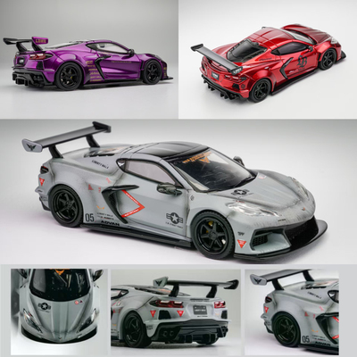 克尔维特Corvette C8 ZR1 LBWK宽体改装 战斗灰 FM 1:64 合金车模