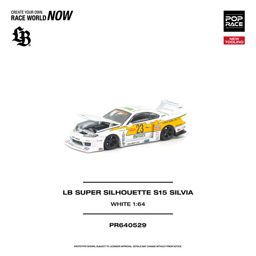 Pop Race 1:64 尼桑S15 SILVIA LBWK超级剪影闪电 开盖合金模型车